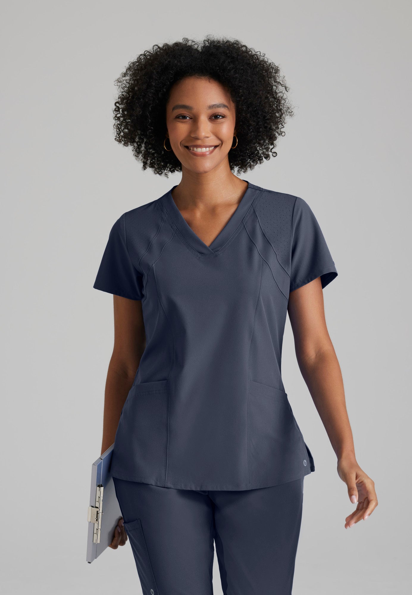 Racer Top - Steel | Grey's Anatomy Scrubs