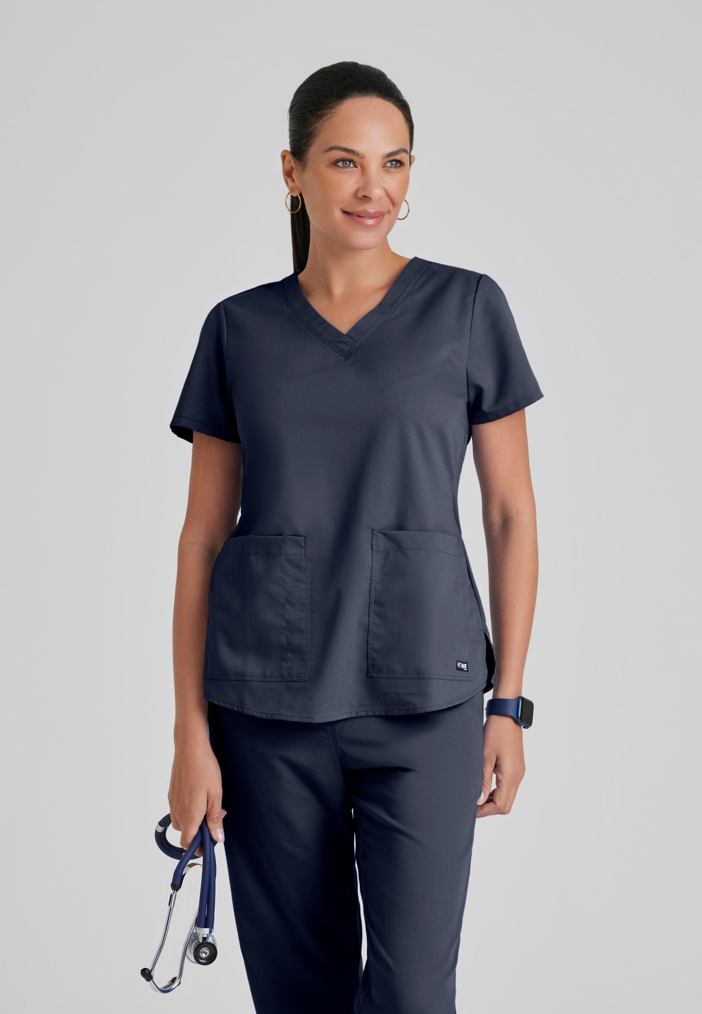 Aubrey Top - Steel | Grey's Anatomy Scrubs