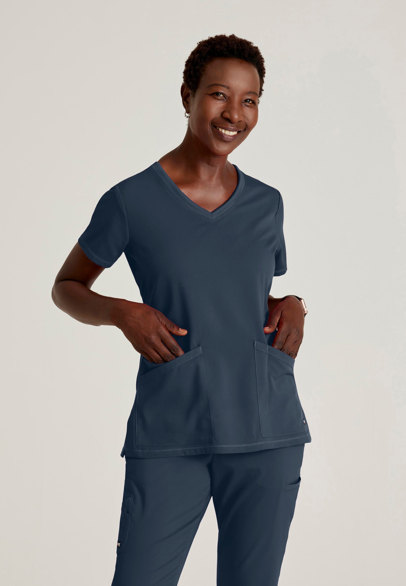 Serena Top - Steel | Grey's Anatomy Scrubs