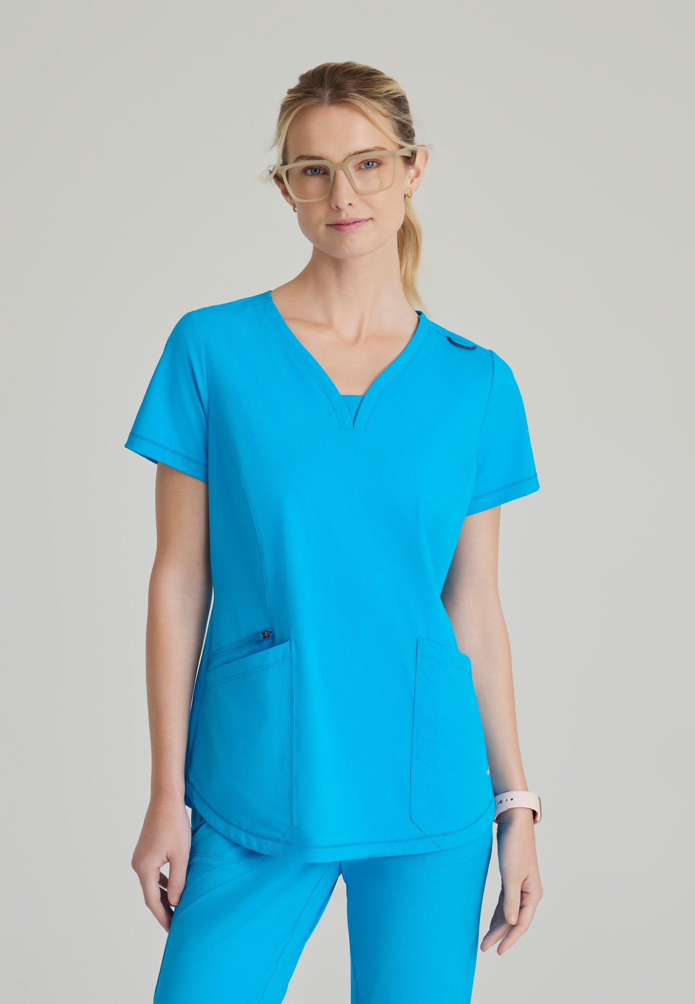 Serene Knit Top - Bold Azure | Grey's Anatomy Scrubs
