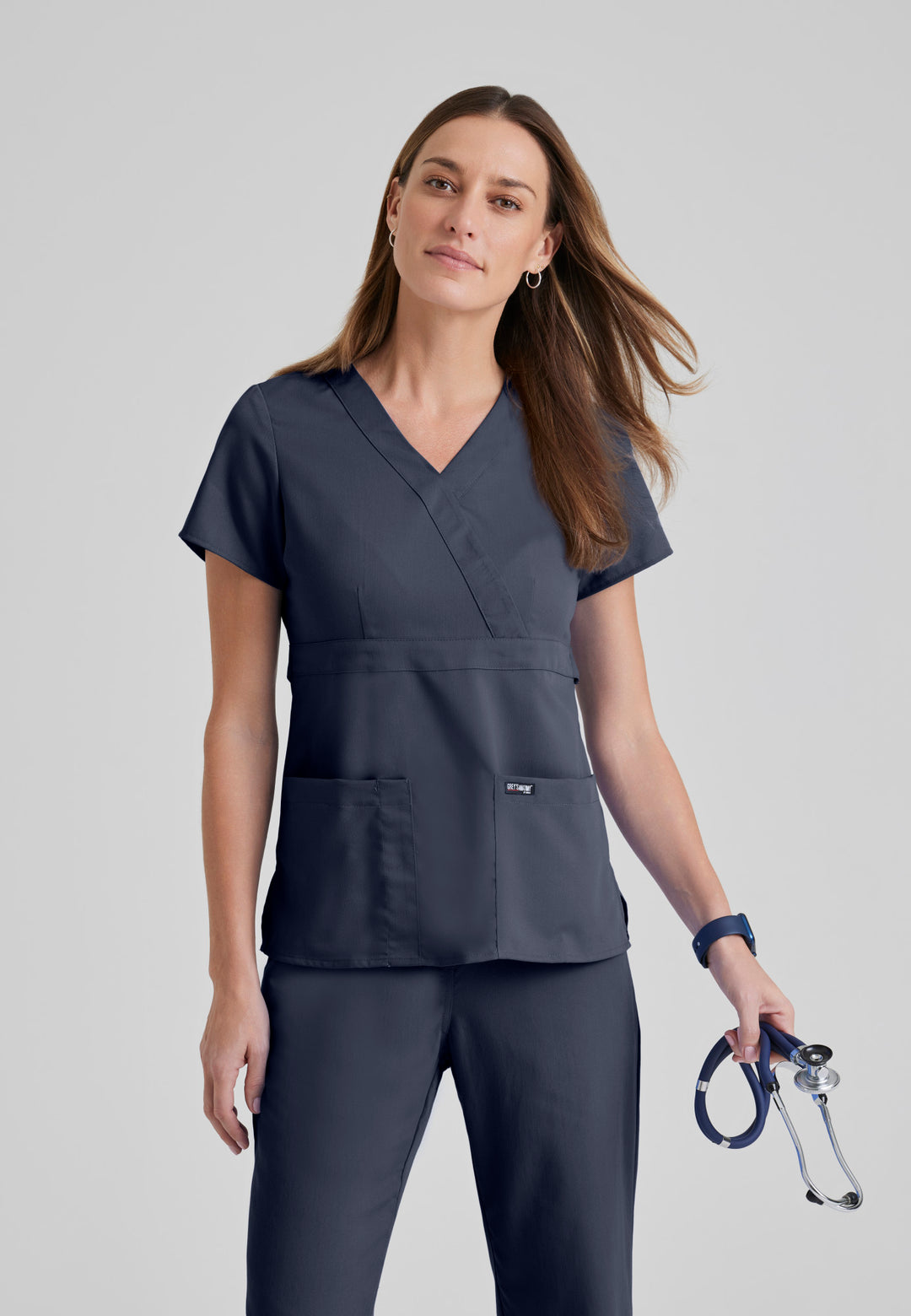 Grey Scrub Tech Riley Top - Steel | Grey's Anatomy Scrubs