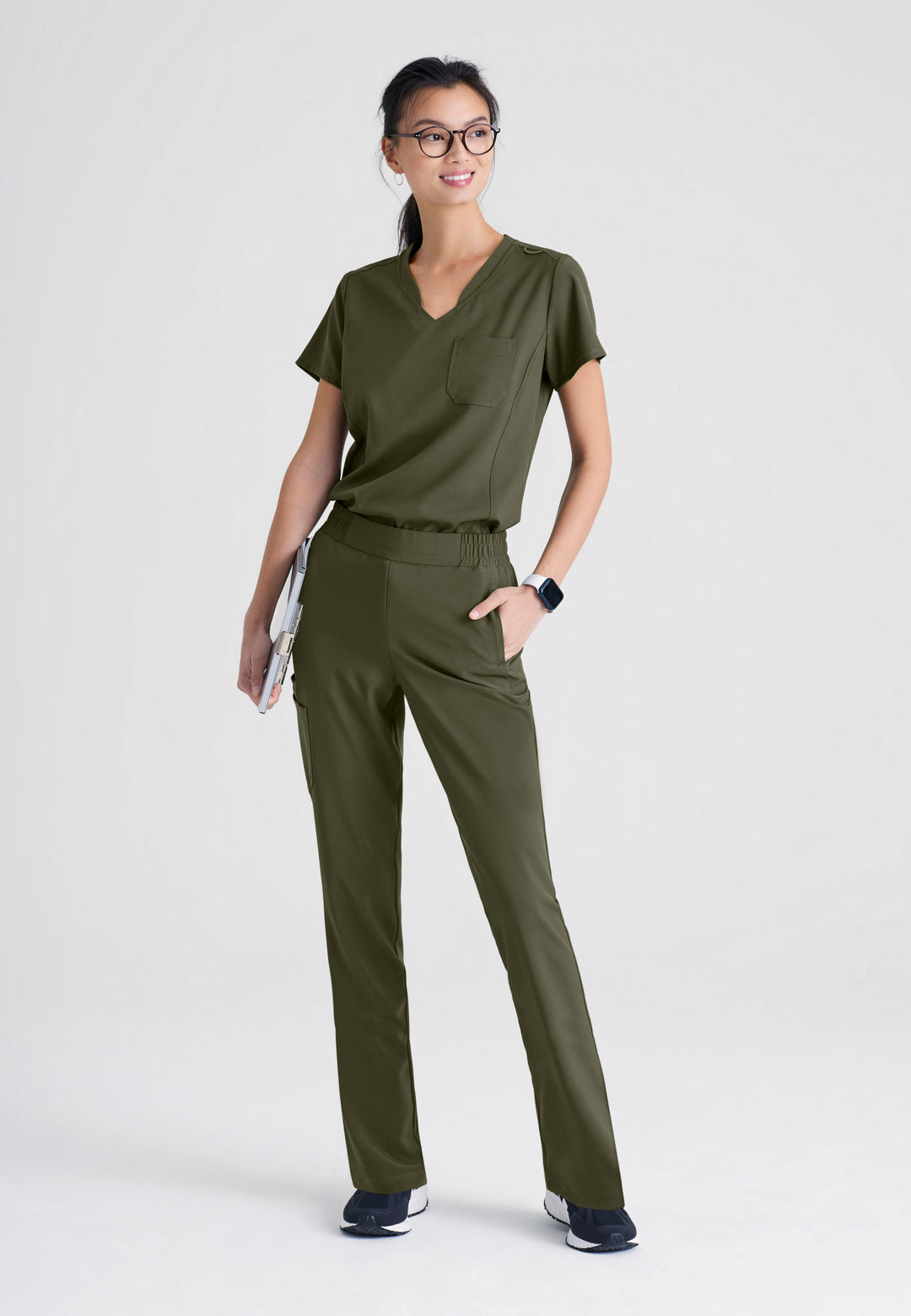 Fern Banded V-Neck Scrub Top scrubs outfit