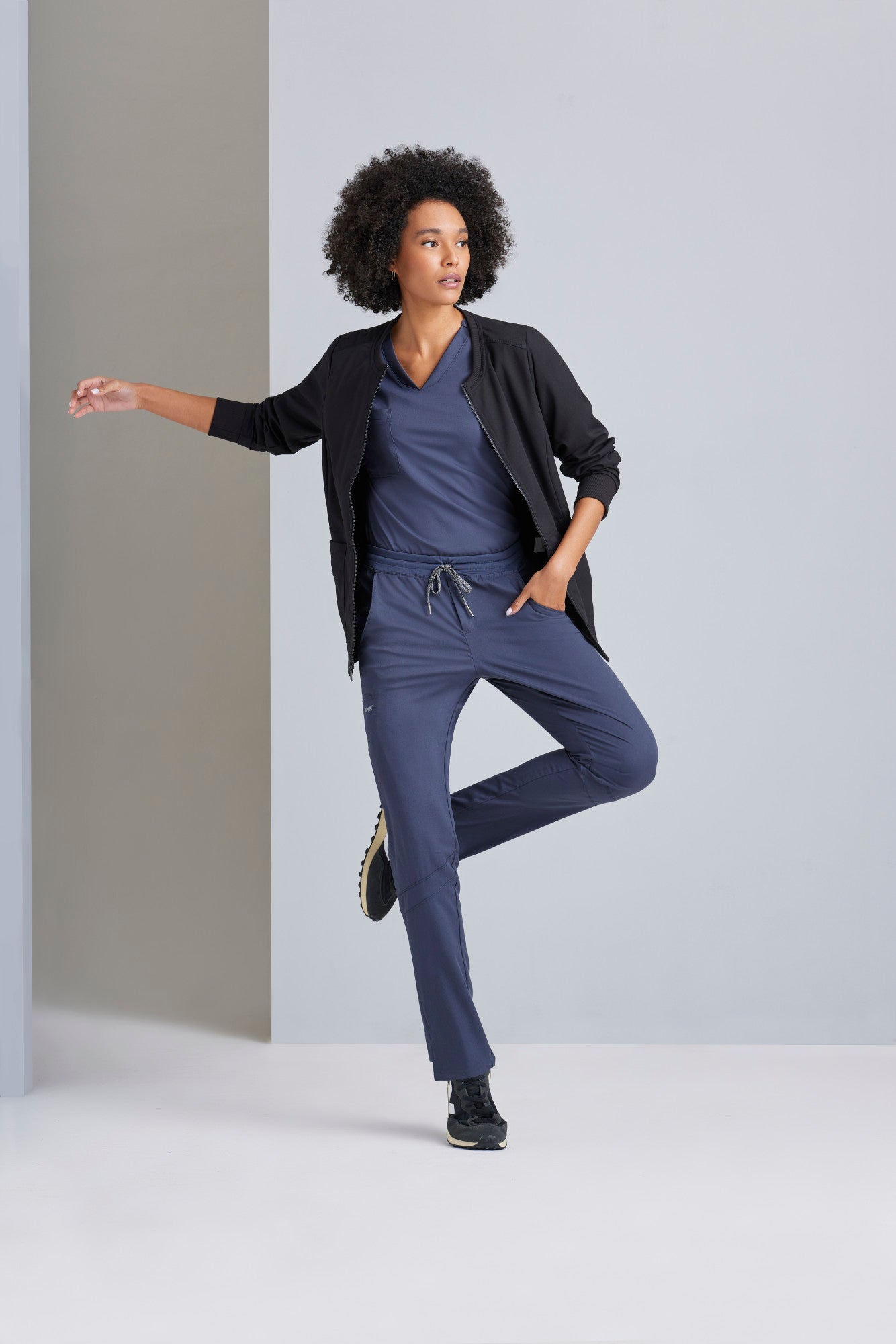 Bree Tuck-in Top - Steel | Grey's Anatomy Scrubs