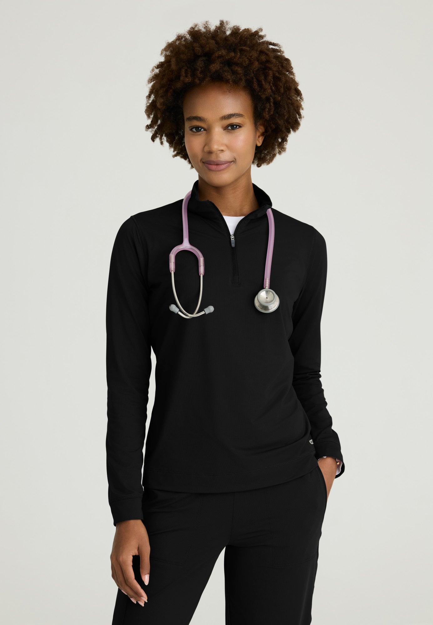 Atlas Long Sleeve Knit Top - Black | Grey's Anatomy Scrubs