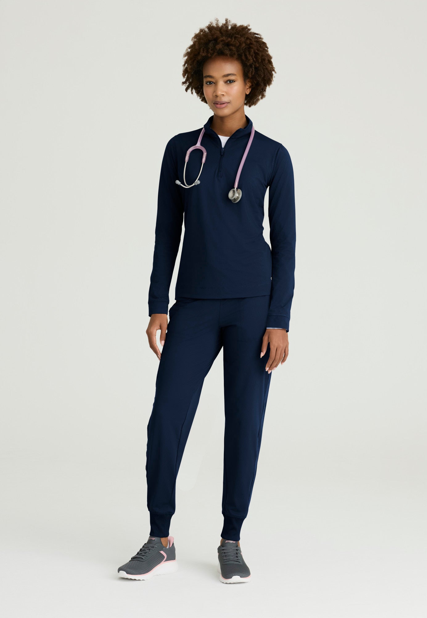 Atlas Long Sleeve Knit Top - Navy | Grey's Anatomy Scrubs