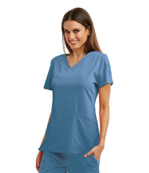 Astra Top - 3 Pocket V-Neck Scrub Top with Laced Sleeve Detail