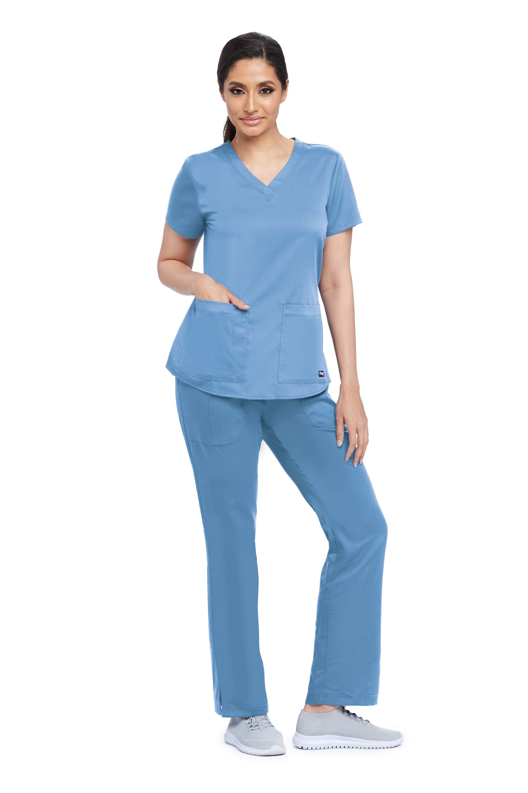 Grey's Anatomy Classic Aubrey Top - 2 pocket V-Neck top in Ciel Blue