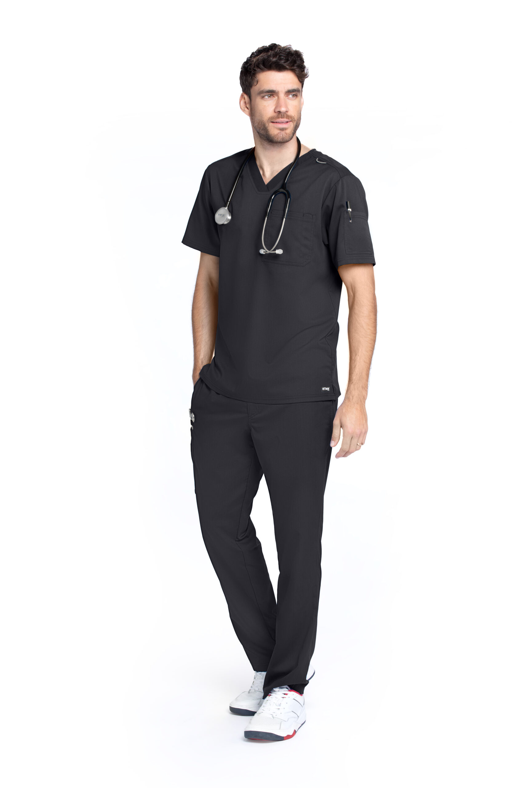 Grey's Anatomy Classic Evan Top - V-Neck Men's Scrub Top in Black