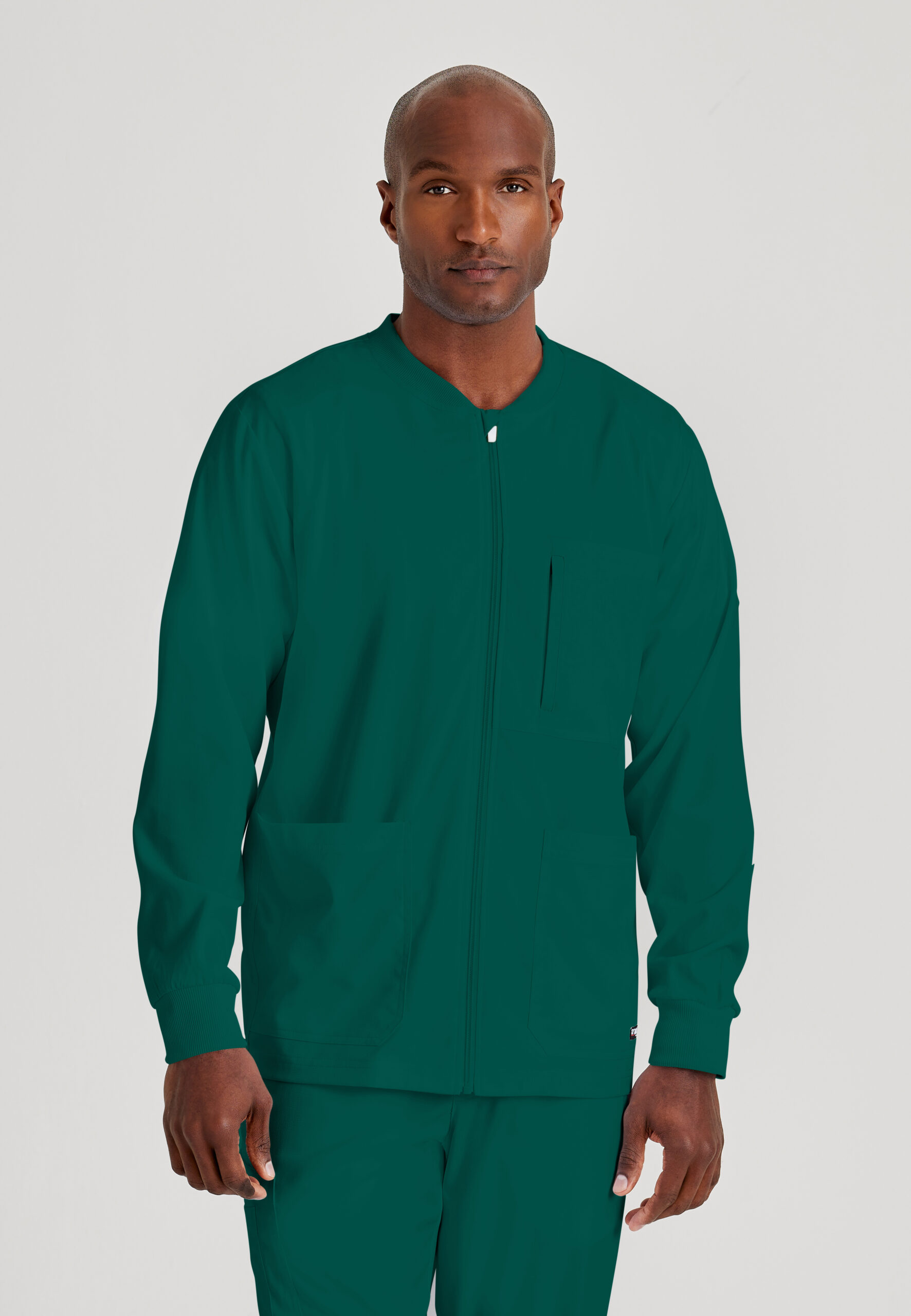 Men’s Antimicrobial Warm-Up Scrub Jacket in Hunter Green